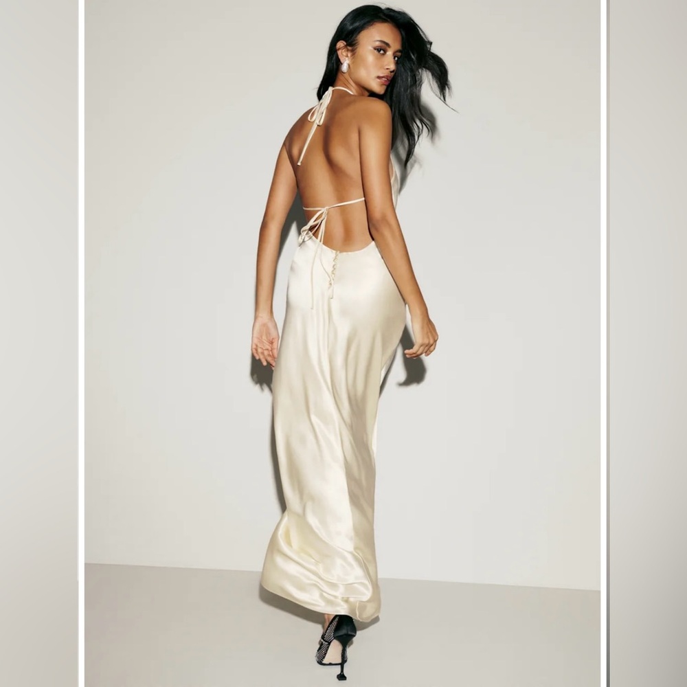 Reformation Jeany Silk Dress in Fiore di Latte - Picture 2 of 7